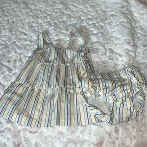 Hanna andersson striped cotton dress with diaper cover